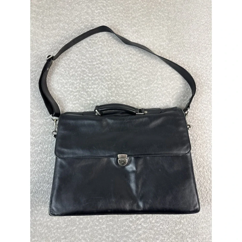 Wilsons Leather‎ New York Buckle Portfolio Briefcase Black